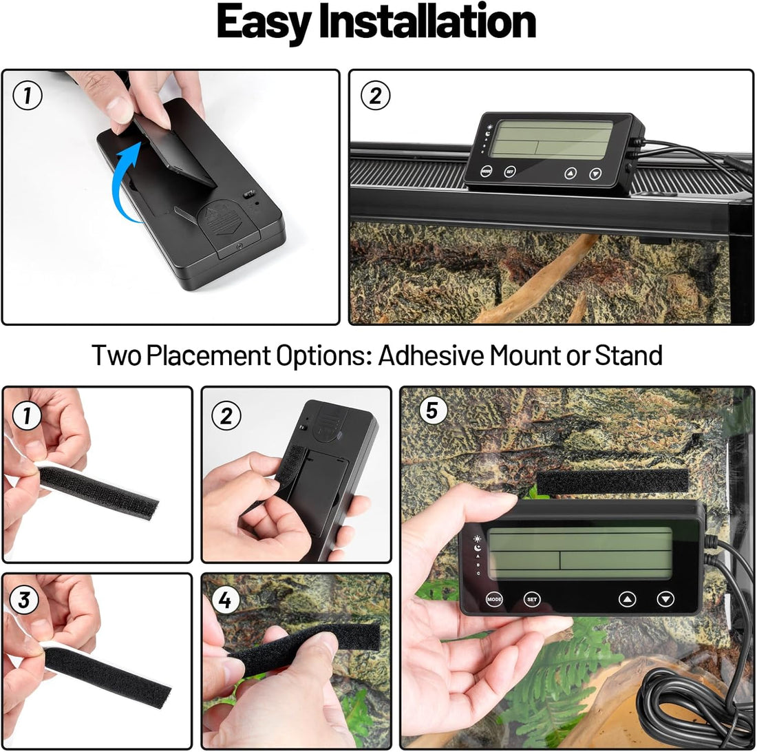 3-Channel Reptile Thermostat & Hygrostat with 40 Preset Modes