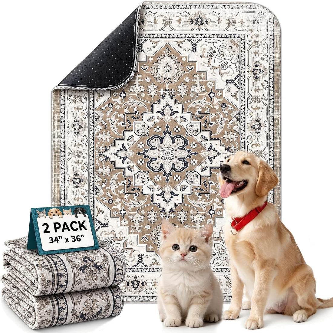 Washable Pee Pads for Dogs, Stylish Absorbent Reusable Training Dog
