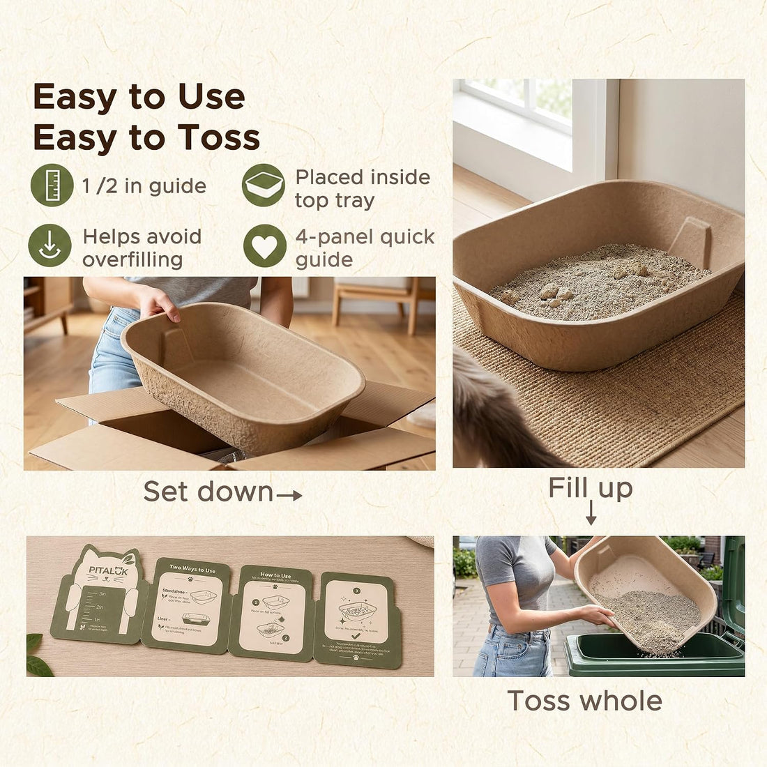 3-Pack Disposable Litter Box for Kittens