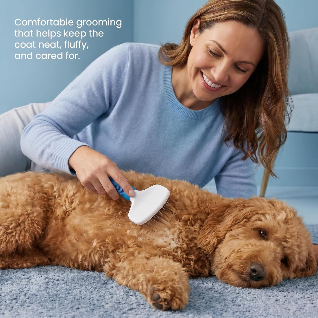 Poodle Pet Slicker Brush - For Dogs, Cats, and Rabbits