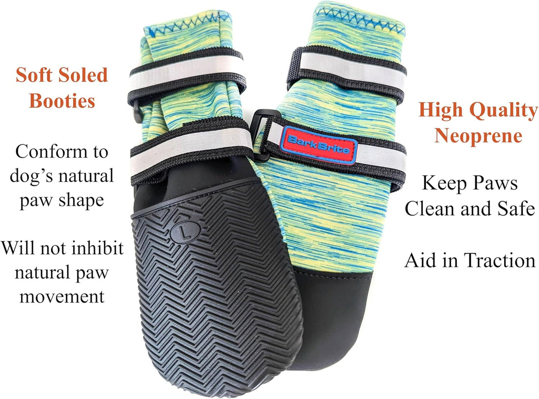 All Weather Neoprene Paw Protector Dog Boots with Reflective Straps