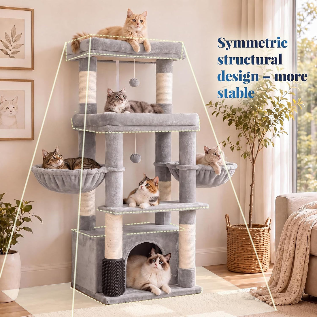 Hey-brother Cat Tree Tower, Scratching Posts with Extra Large Platform