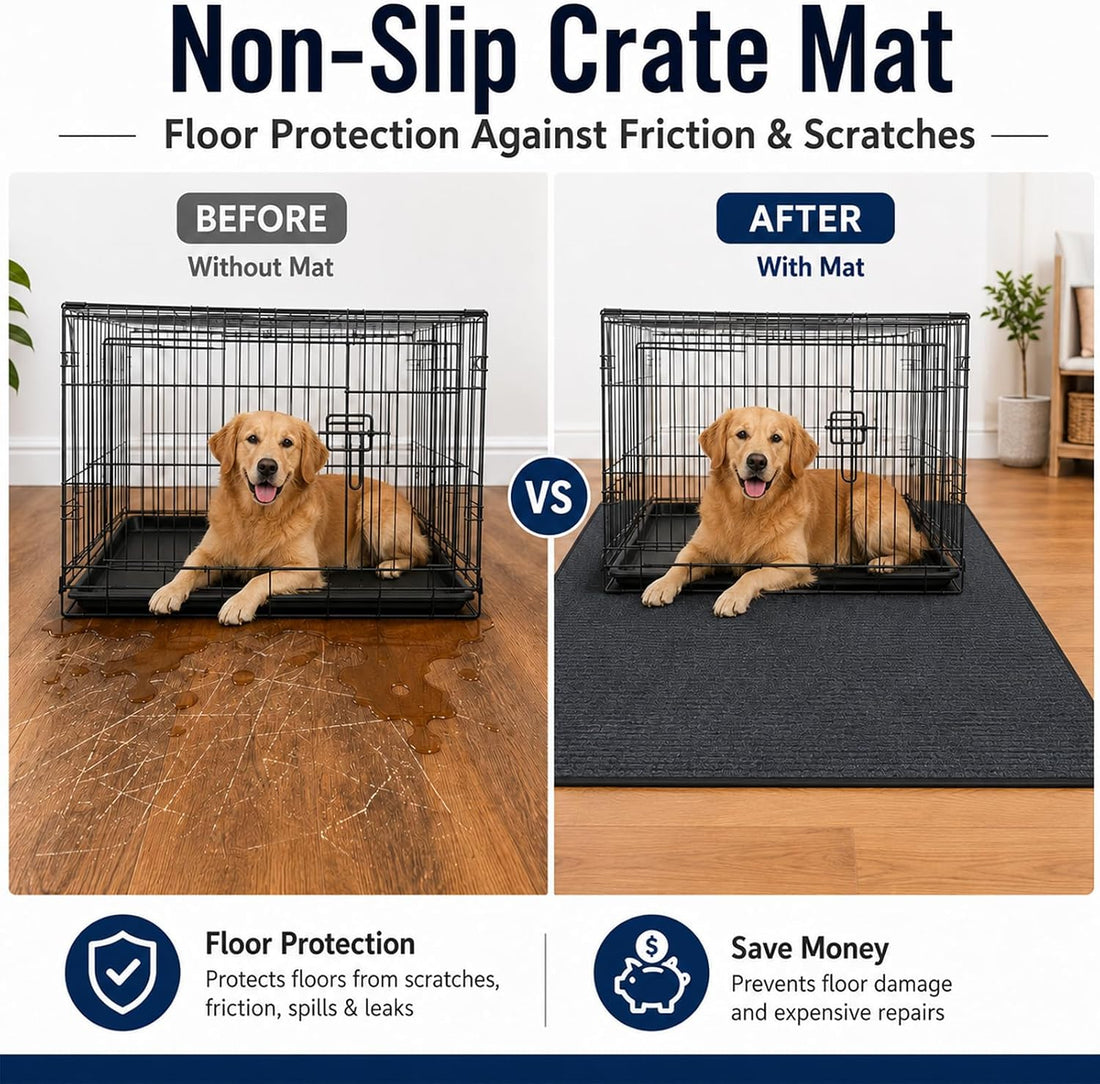 46" X 60" Mat for Under Dog Crate, Waterproof Dog Crate Mat