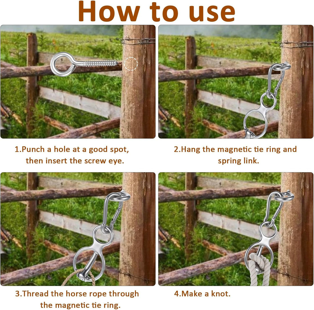 MAQUITA Horse Tie Ring, Safe Tie Horse Supplies, Humane Way Tie Ring