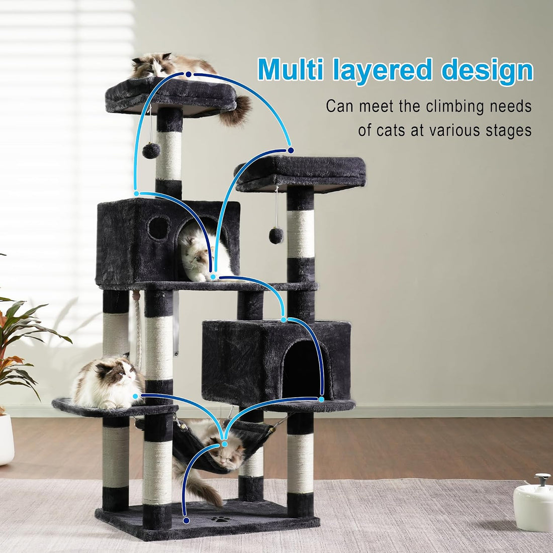 Hey-brother Large Multi-Level Cat Tree Condo Furniture