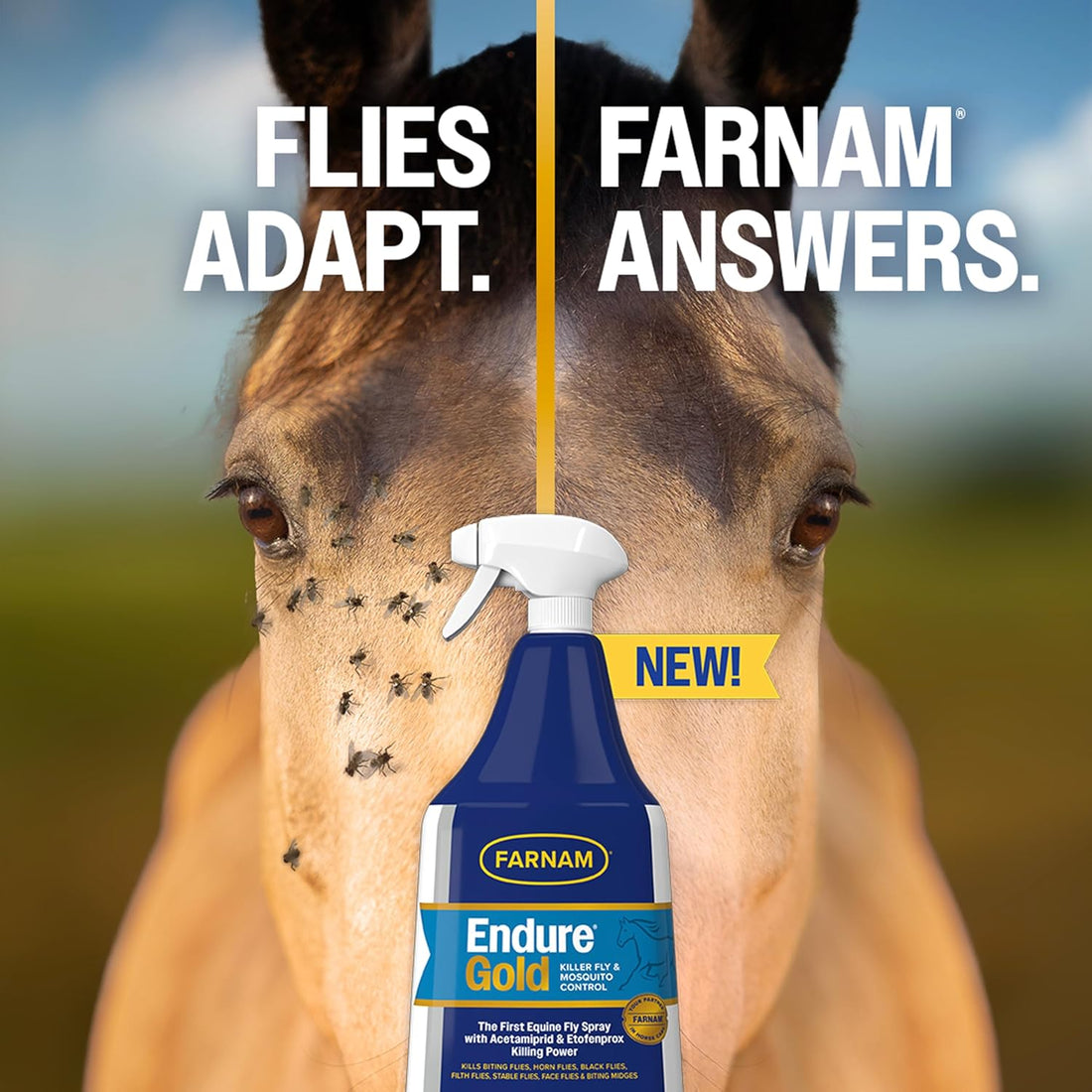 Farnam Endure Gold Killer Fly Spray for Horses, Kills Biting Flies