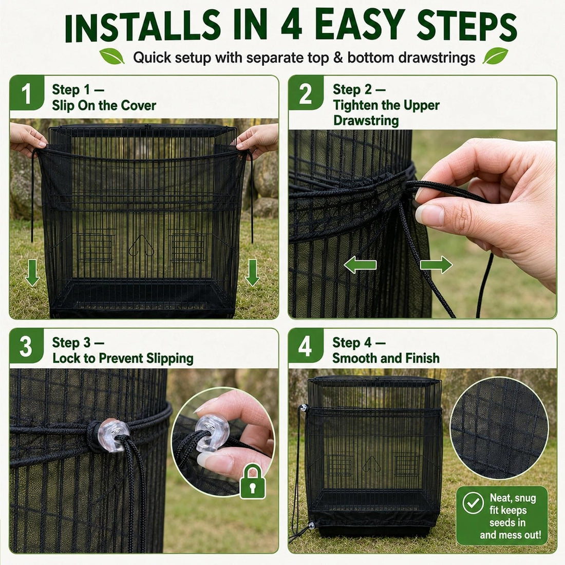 16" H x 118" Circumference Adjustable Bird Cage Seed Catcher Nylon