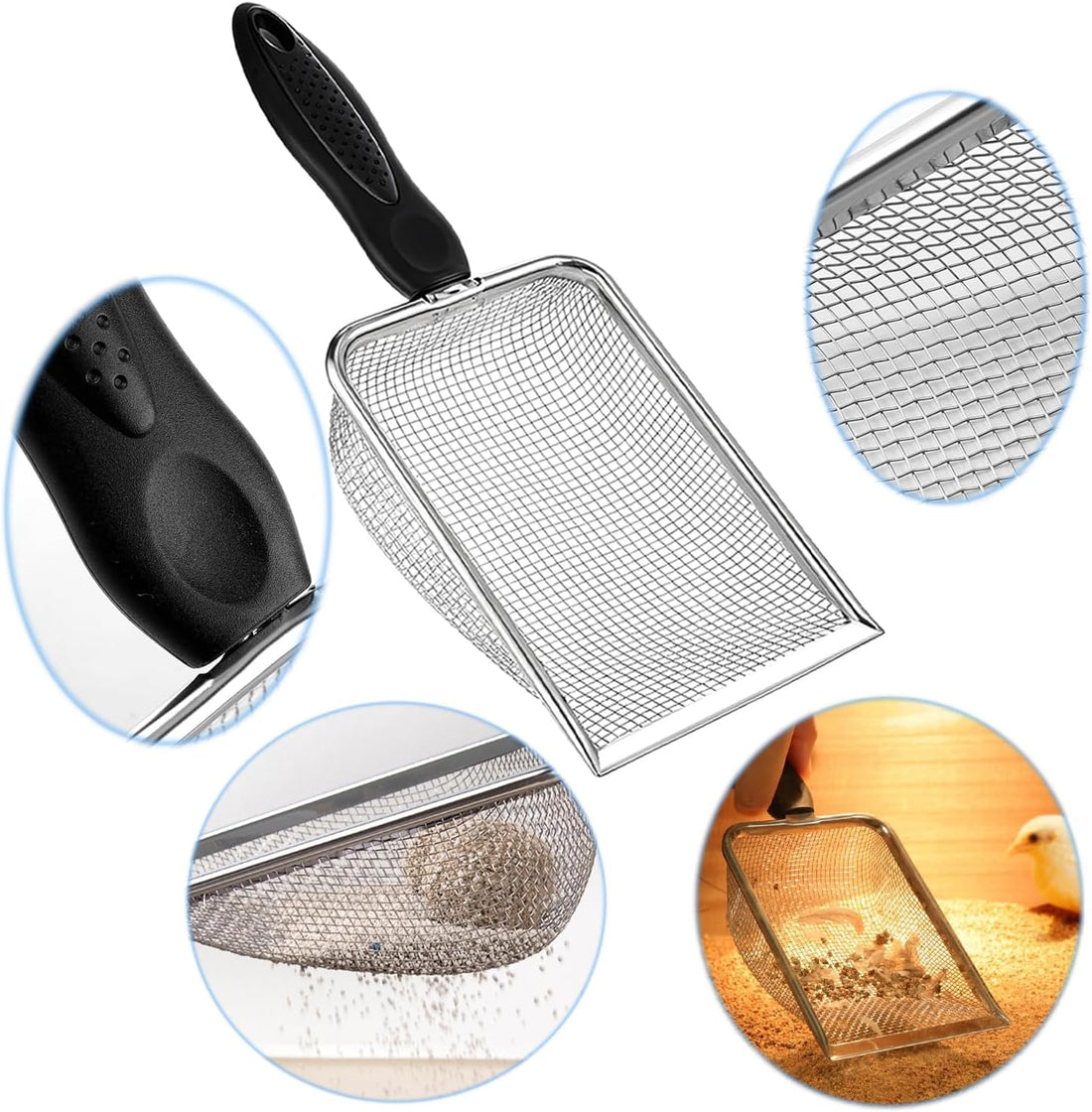 itPlus Cat Litter Scoop, Stainless Steel Cats Sturdy Mesh Scooper
