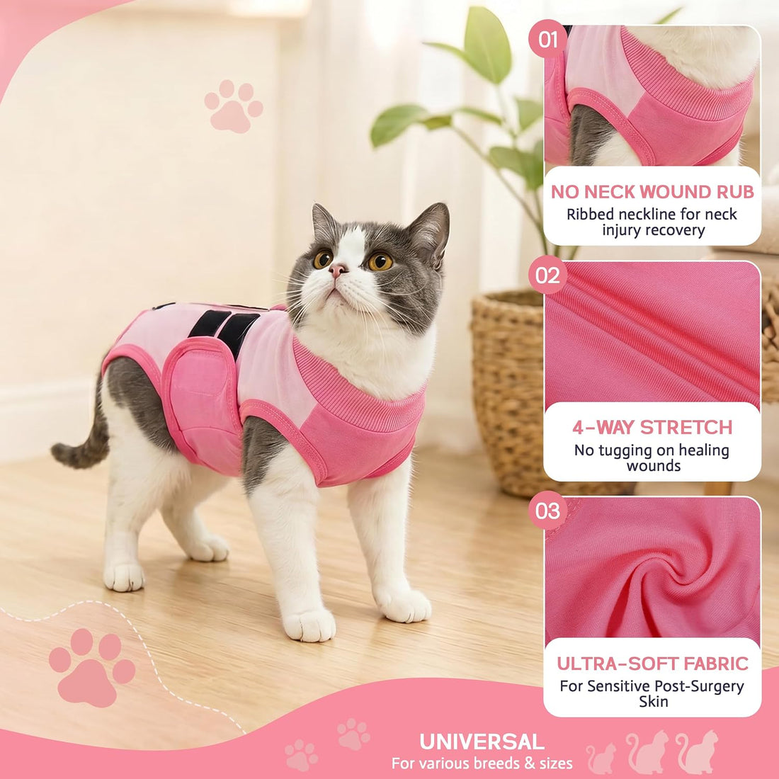 PUMYPOREITY Soft Cat Onesie Surgery Suit for Spay Recovery