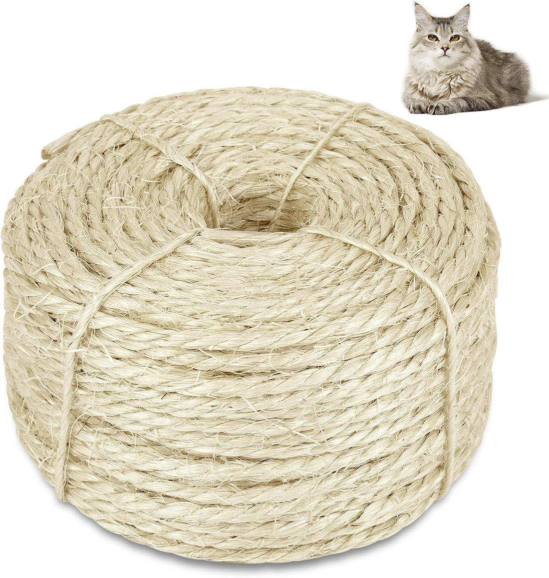 164 Ft Sisal Rope for Cat Tree, 1/6 Inch Natural Twine, Natural Color