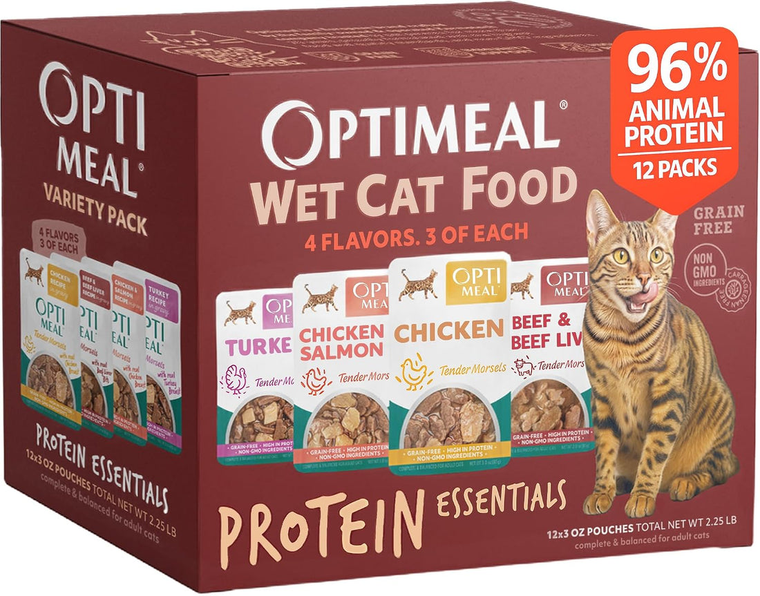 Wet Cat Food, Savory Protein Selection, Grain Free Morsels, 3oz