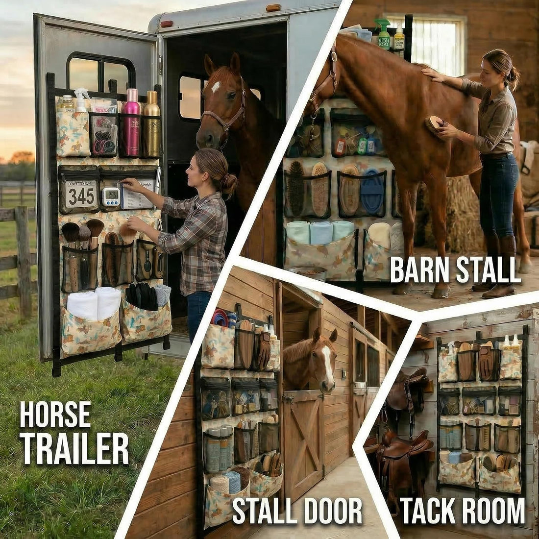Horse Trailer Organizer & Grooming Bag, Heavy Duty Hanging Door Caddy