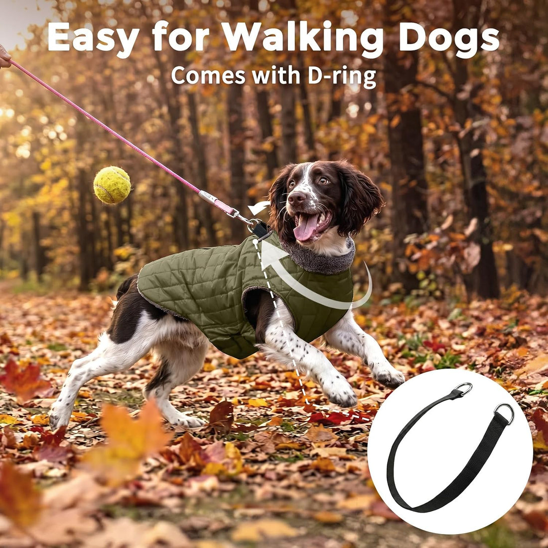 JoyDaog Warm Fleece Dog Coats with Durable Harness Buitl