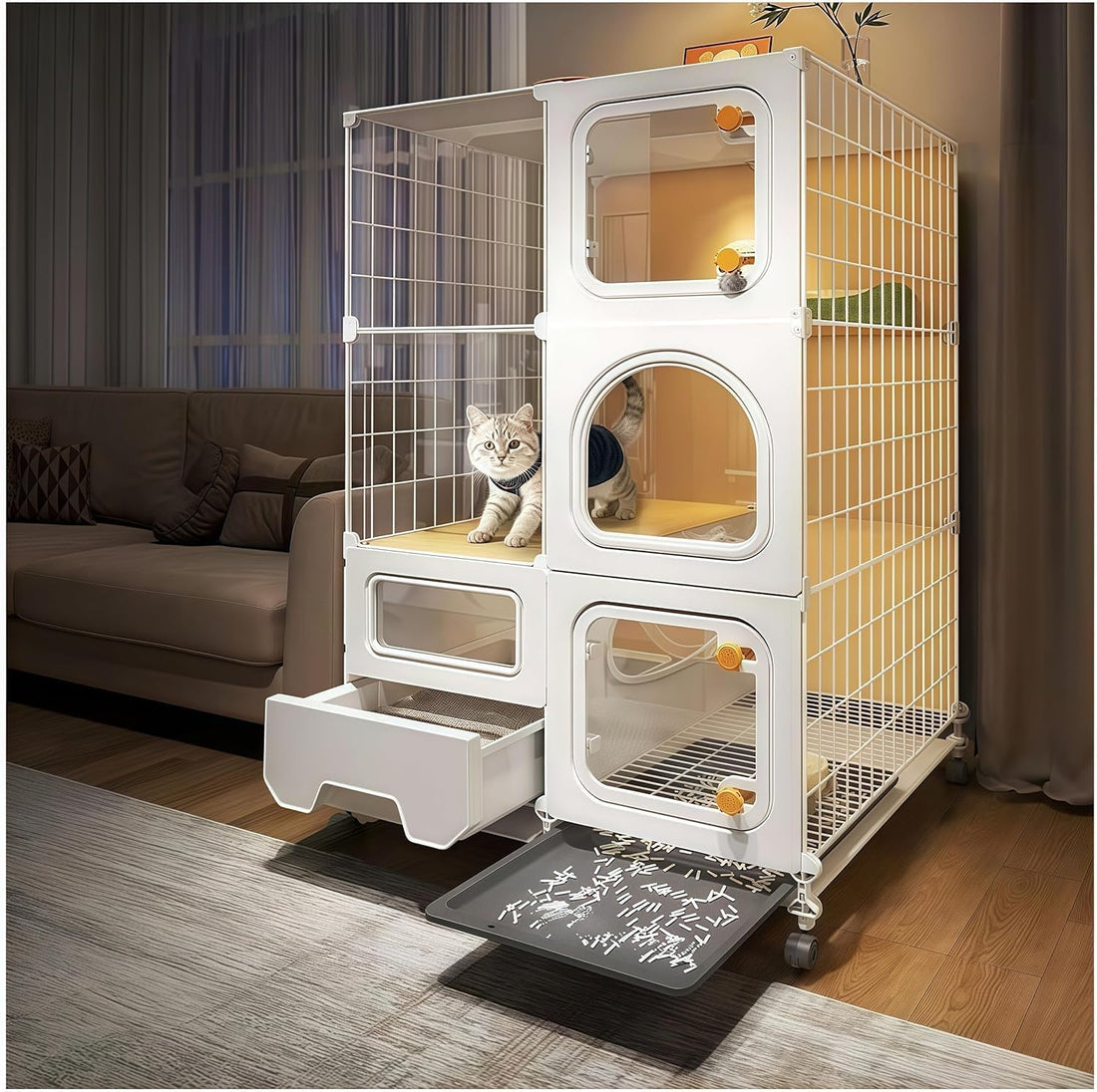 Indoor cat cage with Litter Box, Complimentary Cat Bed