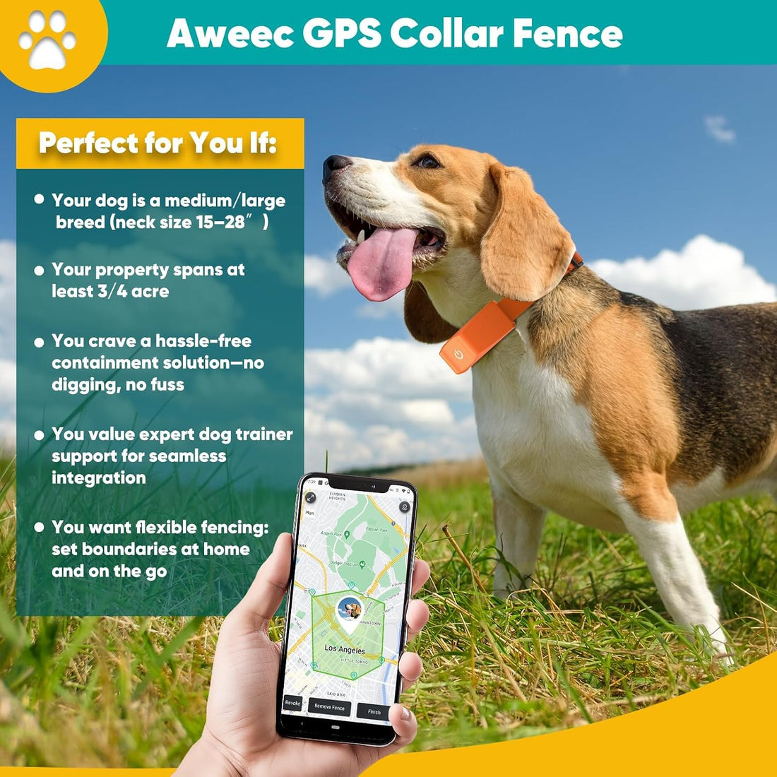 GPS Wireless Dog Fence, Electric Fence System with Training Collar