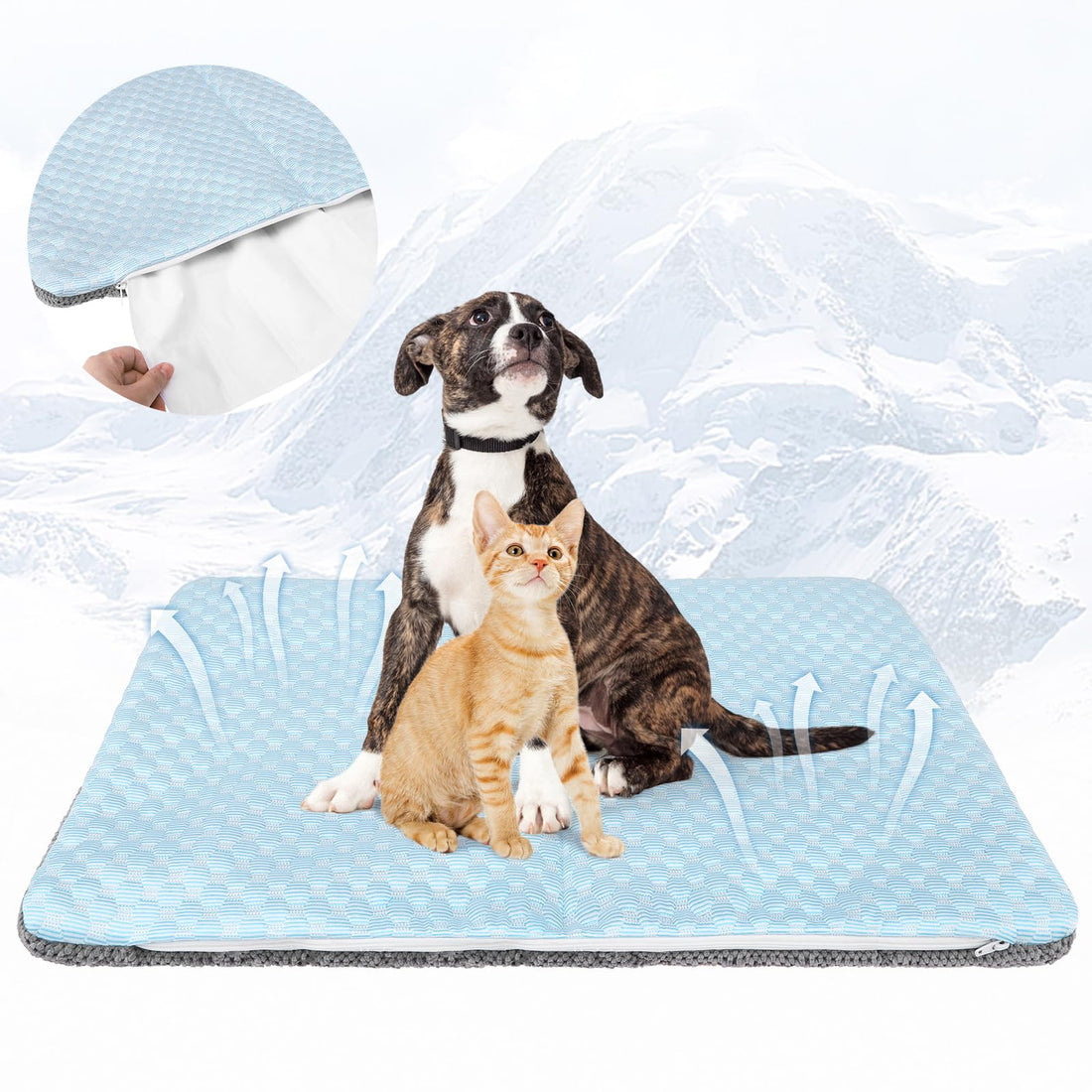 Cat Cooling Mat, Cooling Pad for Dogs Cats with Ice Gel Bag to Stay