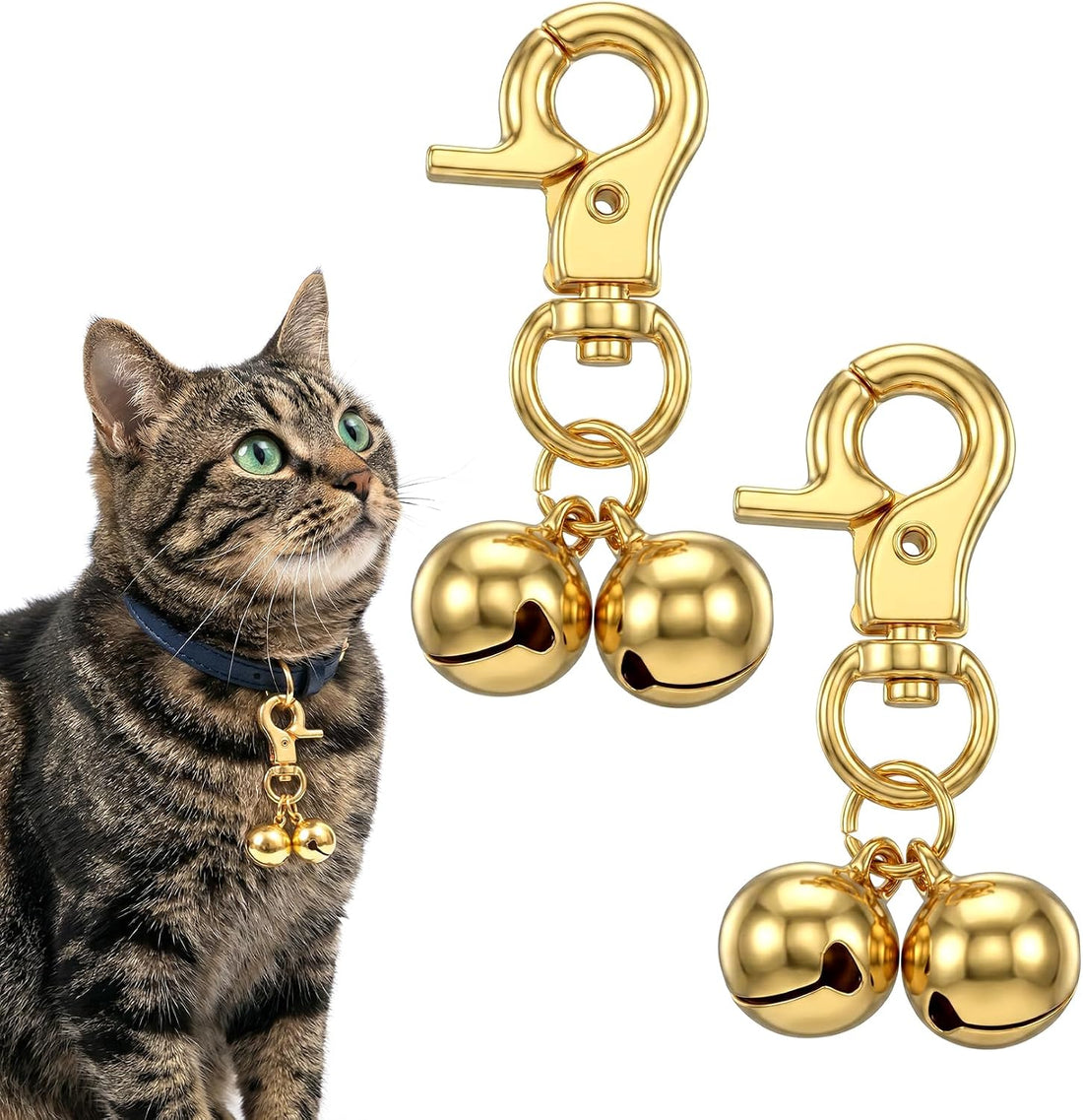 2 Pcs Dog Collar Bell, Bell for Dog Collar with Heavy Duty Snap Clips