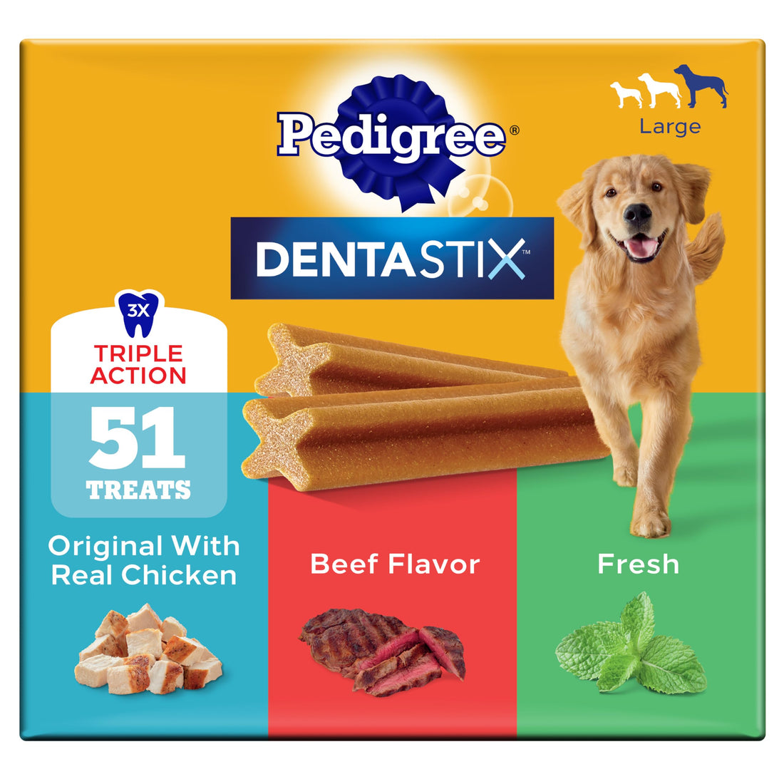 Pedigree Dentastix Large Dog Treats, Original, Beef & Fresh