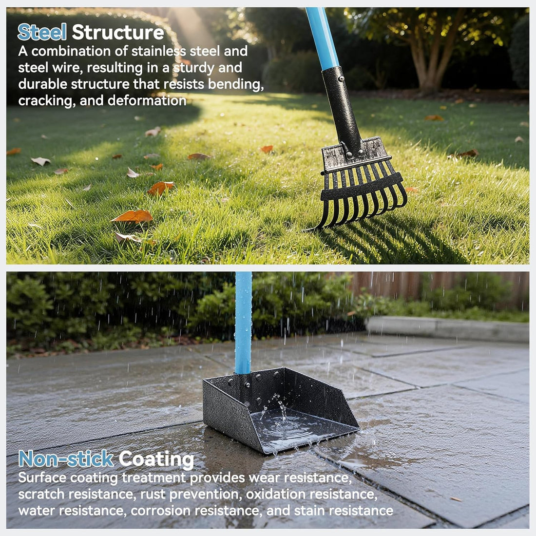 Dog Pooper Scooper,Stainless Metal Poop Scooper for Yard Long Handle