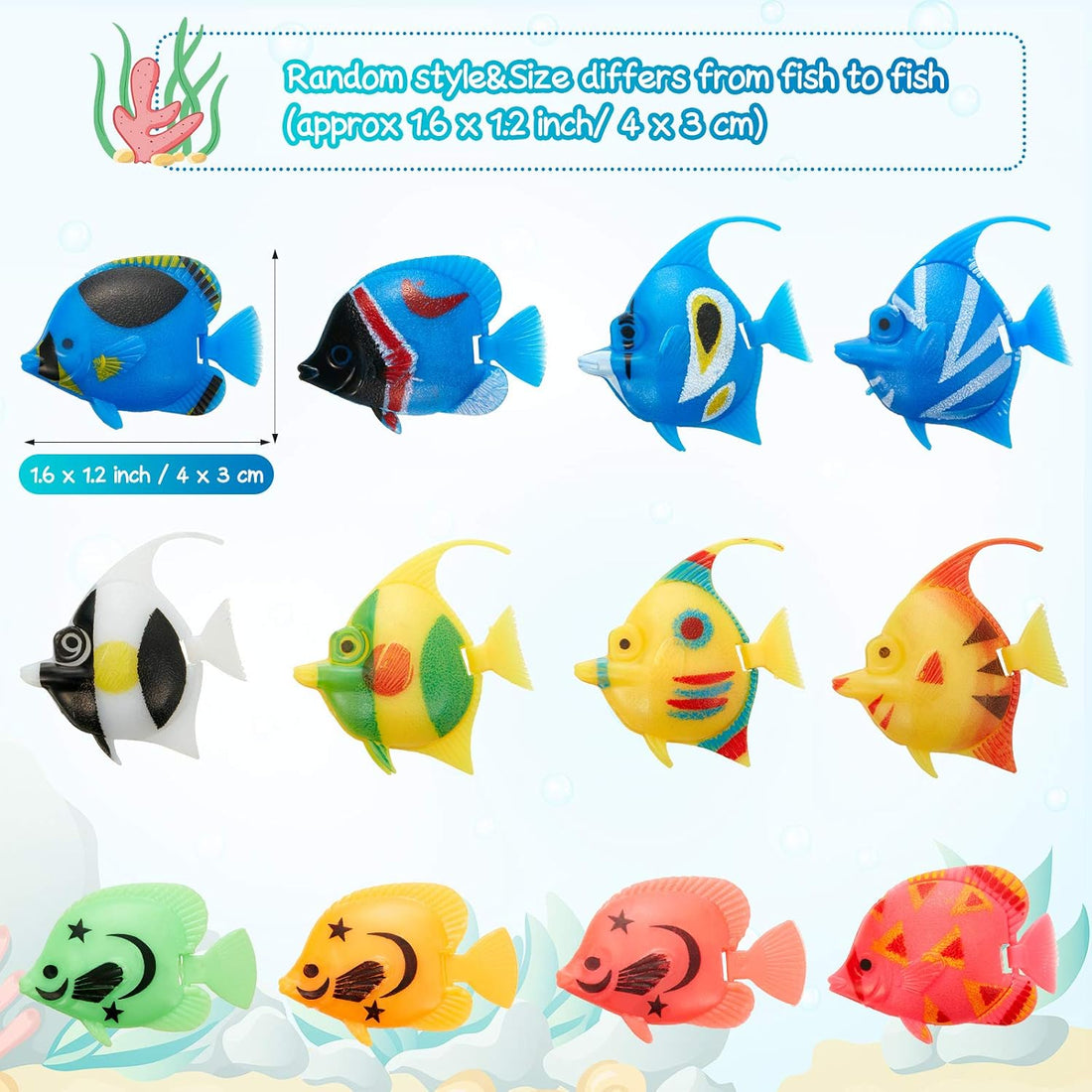 Weewooday 20 Pcs Artificial Moving Fishes Plastic