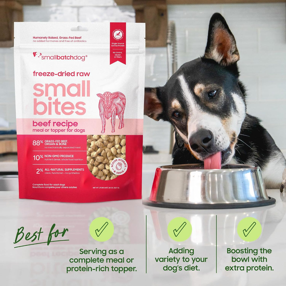 smallbatch Freeze Dried Raw Dog Food, Grass-Fed Small Bites 7 oz
