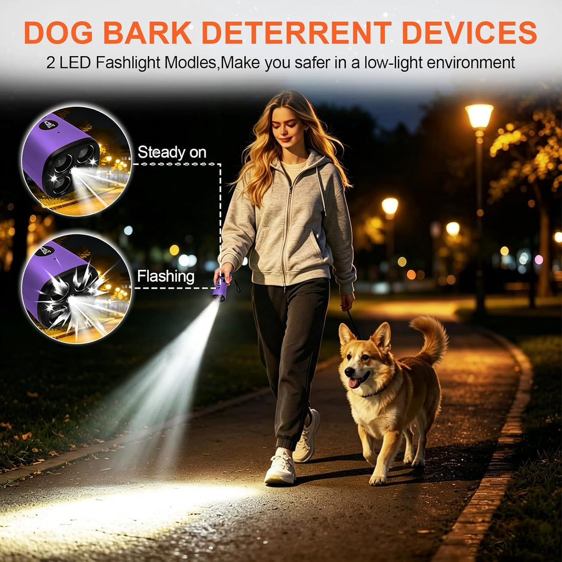 Dog Bark Deterrent Device, 4X Ultrasonic Anti Barking with 5 Modes