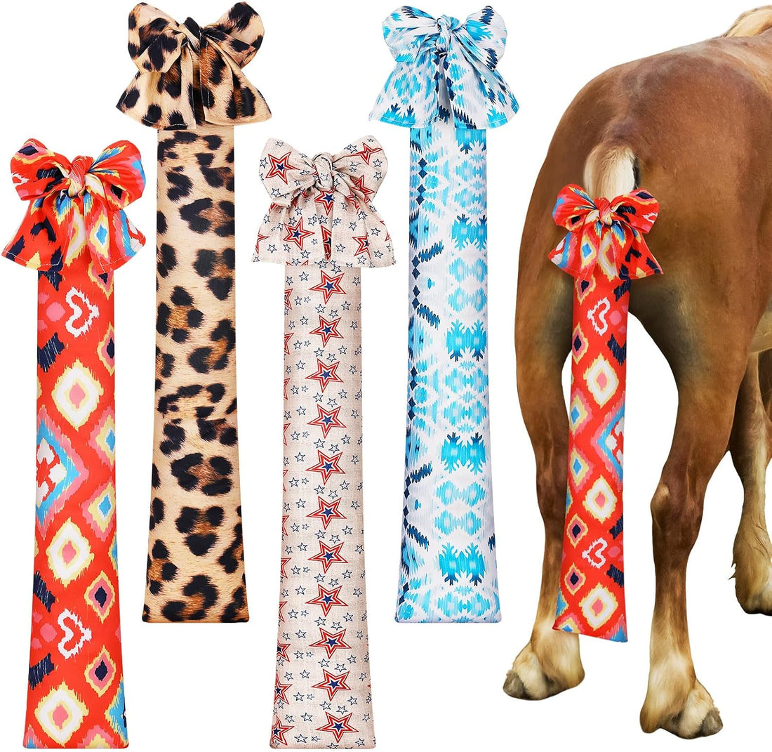 4 Pcs Horse Tail Bags, 22" Stretchy Breathable Tail Bag