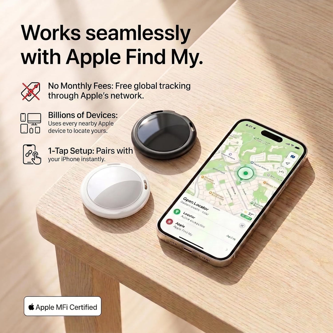 2 Pack Magnetic GPS Tracker for Vehicles for Apple Find My iOS Only