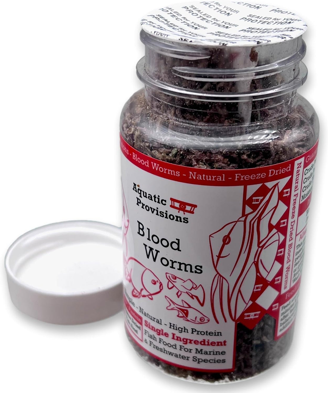 Aquatic Provisions Freeze Dried Bloodworms for Fish, 0.5 oz Jar