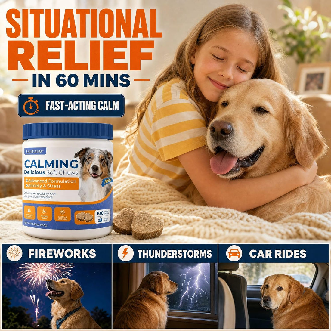 Calming Chews for Dogs Melatonin Anxiety Trial Pack 15 Ct