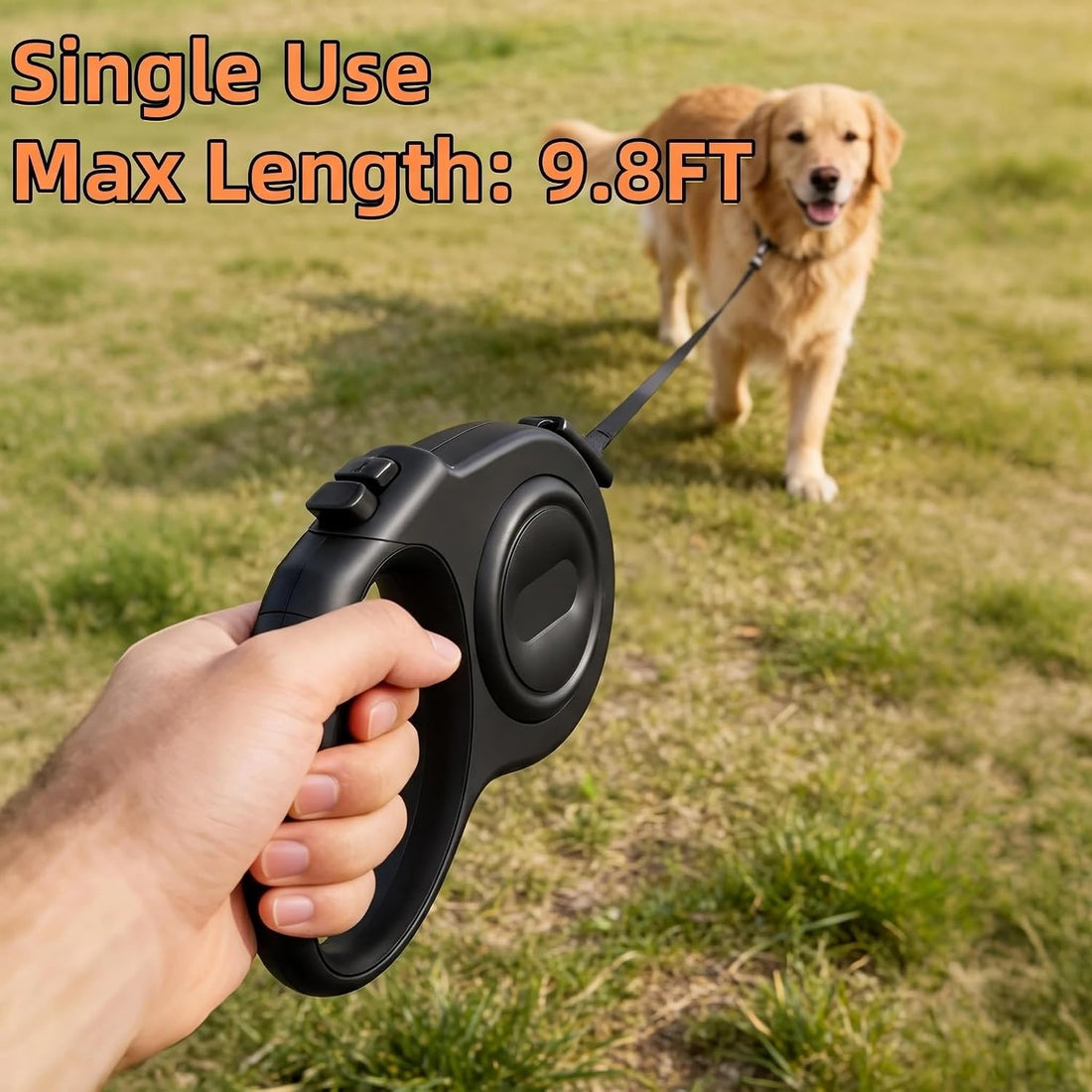 9.8 FT Dual Retractable Dog Leash for 2 Small Breeds Up to 44lbs Each