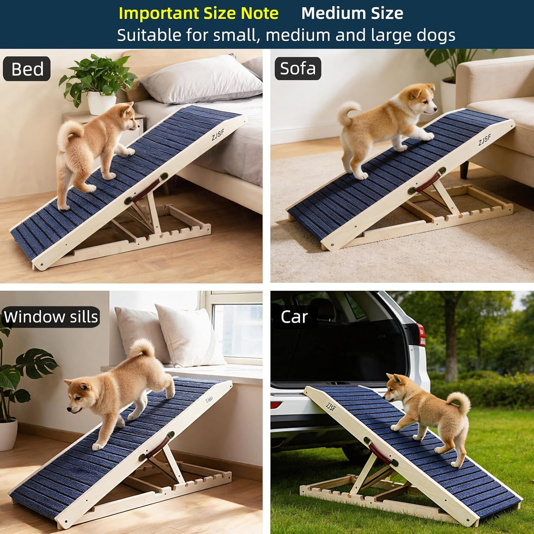 ZJSF Wooden Dog Ramp for High Bed & Couch