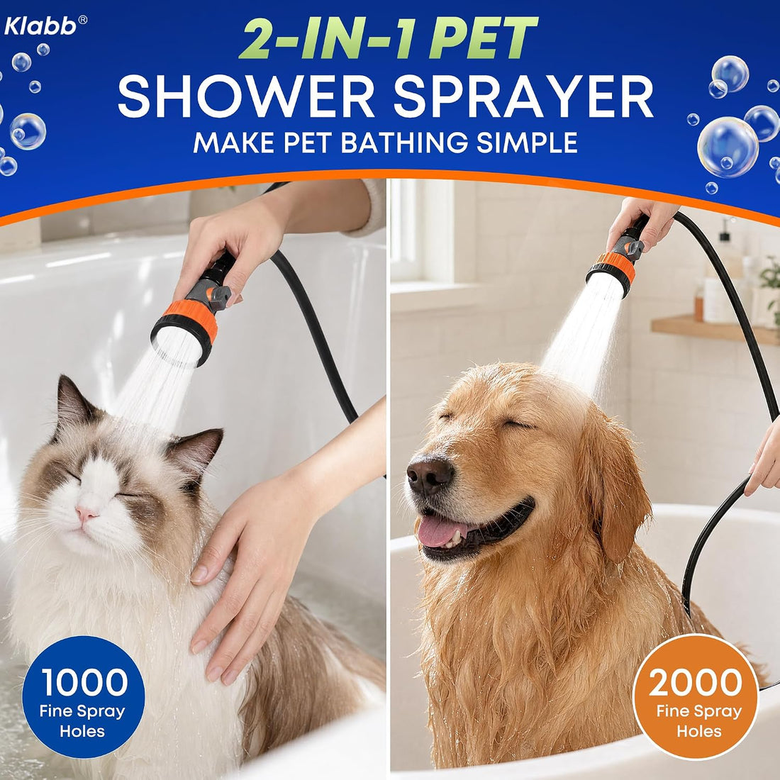 Pet Shower Sprayer Kit with 79 Inch PVC High Pressure Hose