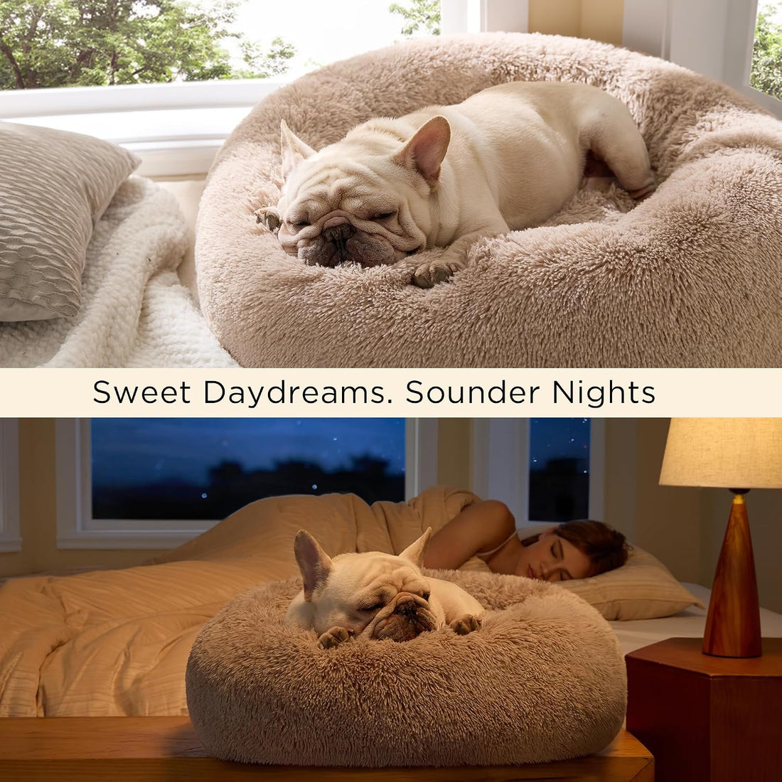 Bedsure Calming Dog Bed Medium Size Dog Donut Washable Pet Bed,30ins