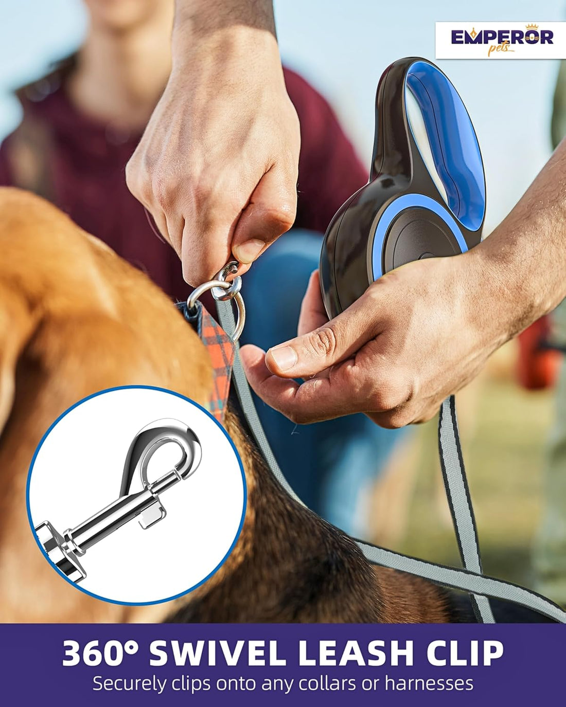 EMPEROR PETS 26.1 ft Retractable Dog Leash, for Dogs 10-110 lbs