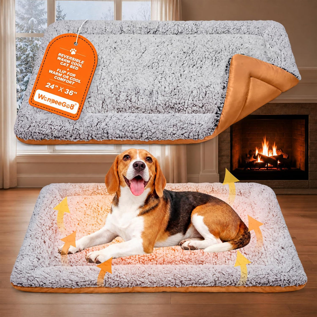 Self Warming Cat Bed, Reversible Self Heating Cat Pad, Dark Brown