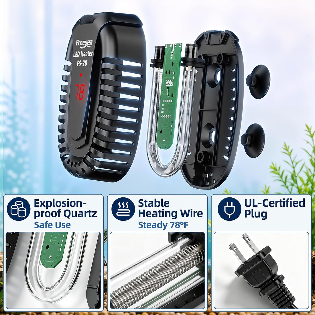FREESEA Adjustable Turtle Tank Heater