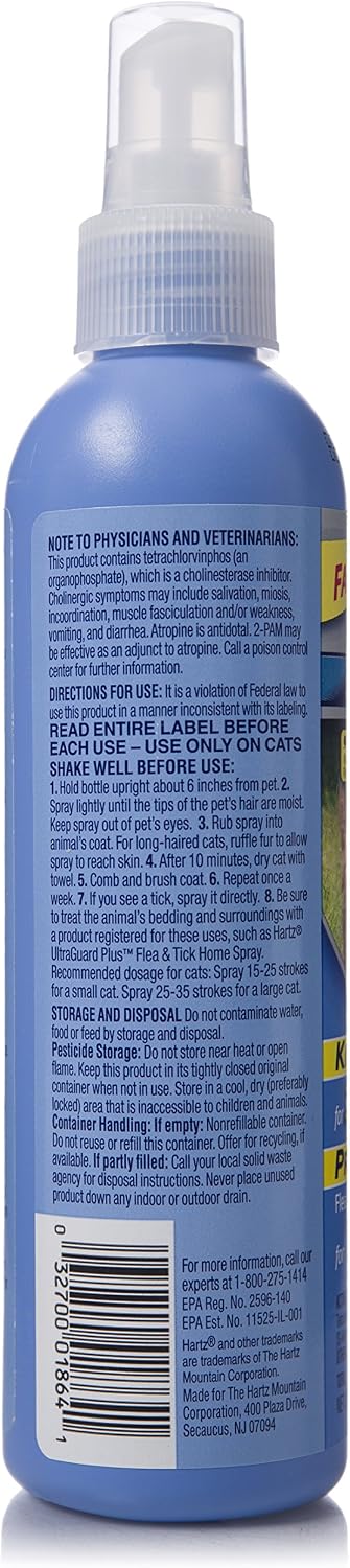 Hartz UltraGuard Plus Cat Flea & Tick Spray, 8 oz