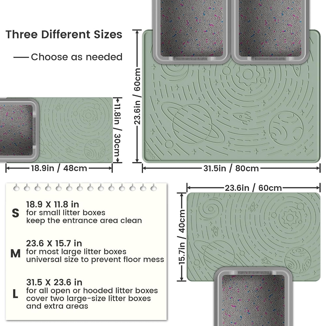 OHMO Large Cat Litter Mat 31.5x23.6" High Raised Edge Silicone