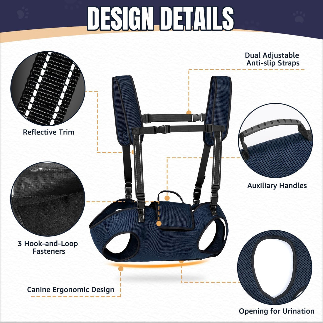 Nasjac Dog Lift Harness Carrier Backpack for Medium Large Dogs