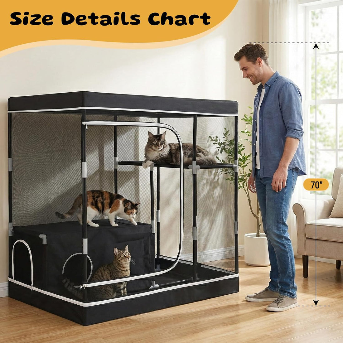 Spacious Catio Indoor Outdoor Cat Enclosure, Multi‑Level Cat Cage