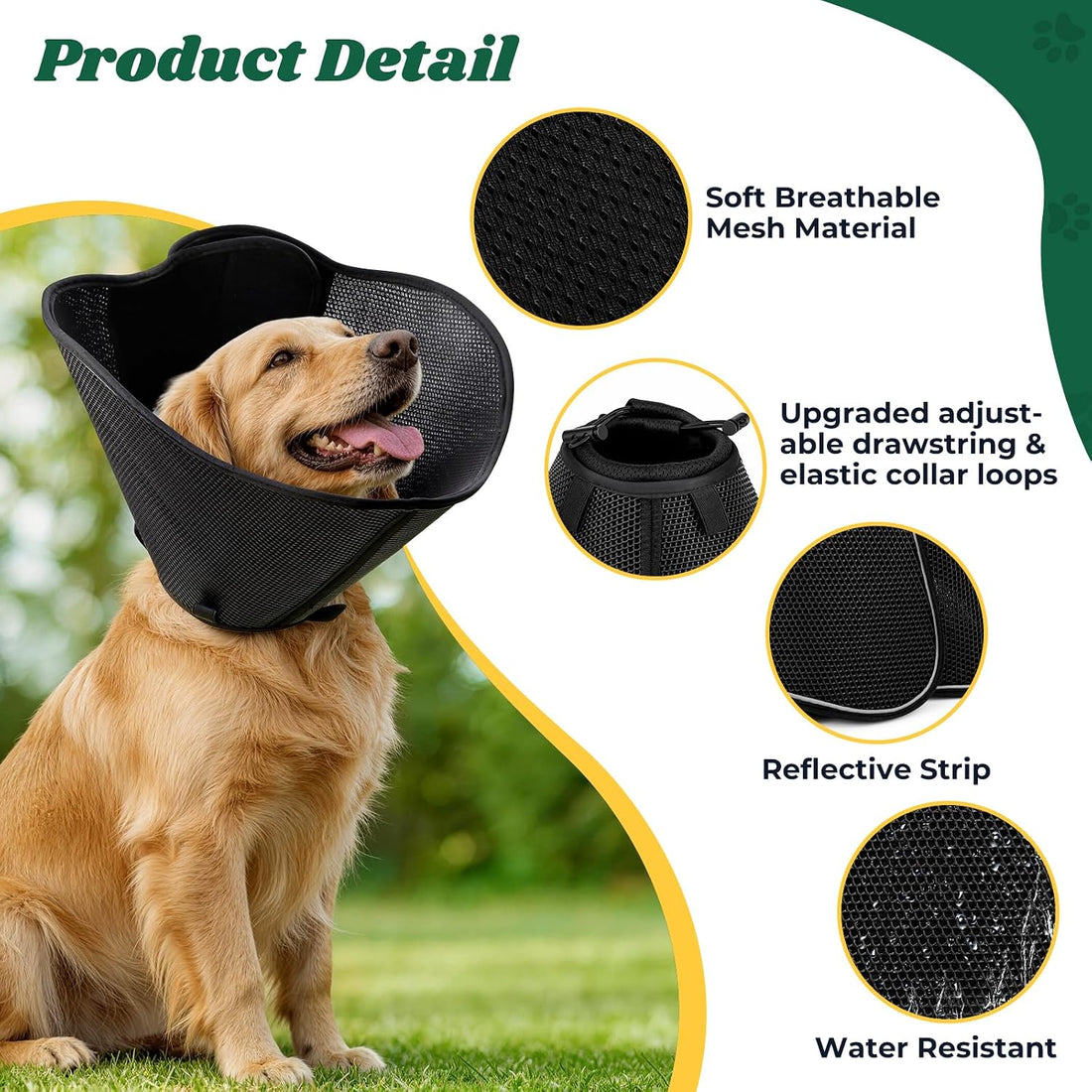 Soft Dog Cone Collar,Adjustable Elizabethan Anti-Lick Pet Recovery