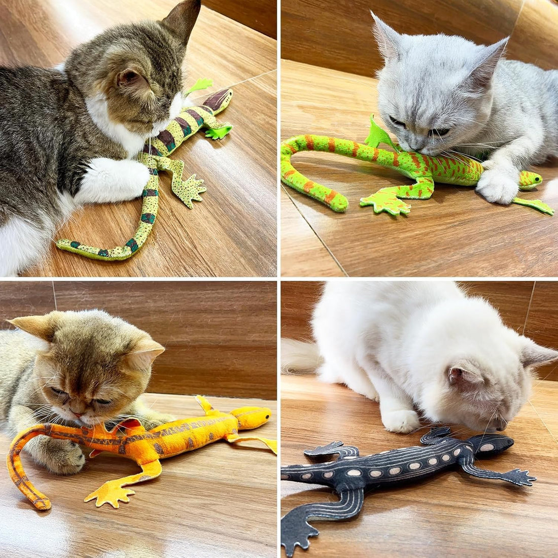 CiyvoLyeen Plush Lizard Catnip Toys for Indoor Cats 4 Pack