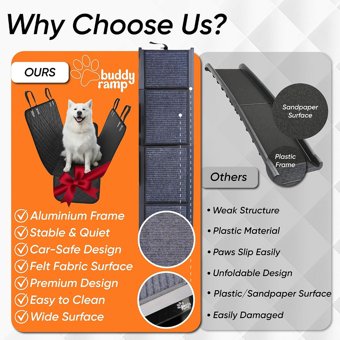 Dog Ramp for Car & Back Seat Cover Bundle
