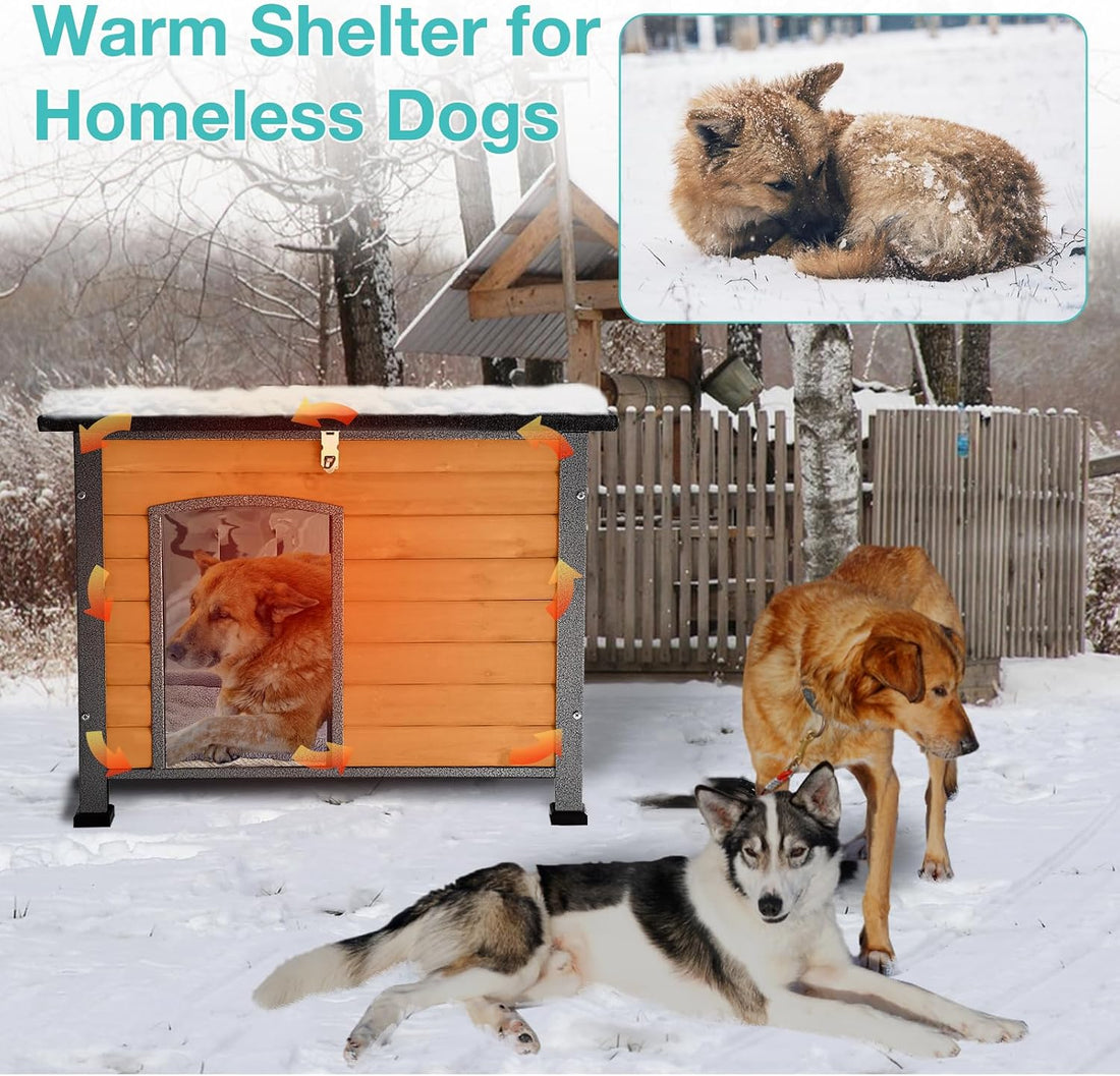 Suumerpety Feral Dog House Outdoor,Anti Bite Iron Frame Dog