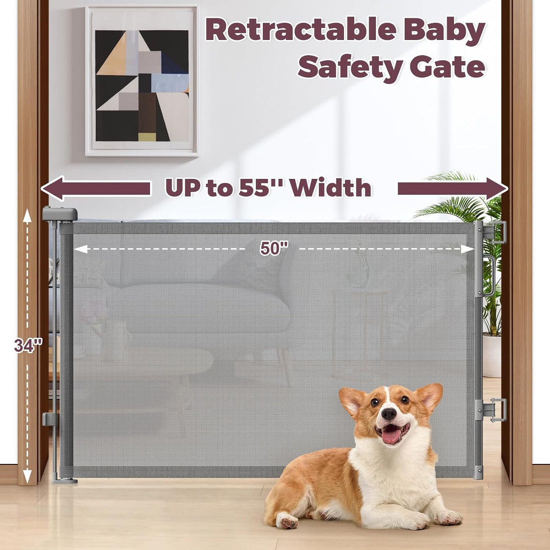 Cideny Retractable Baby Gate for Stairs & Doorways