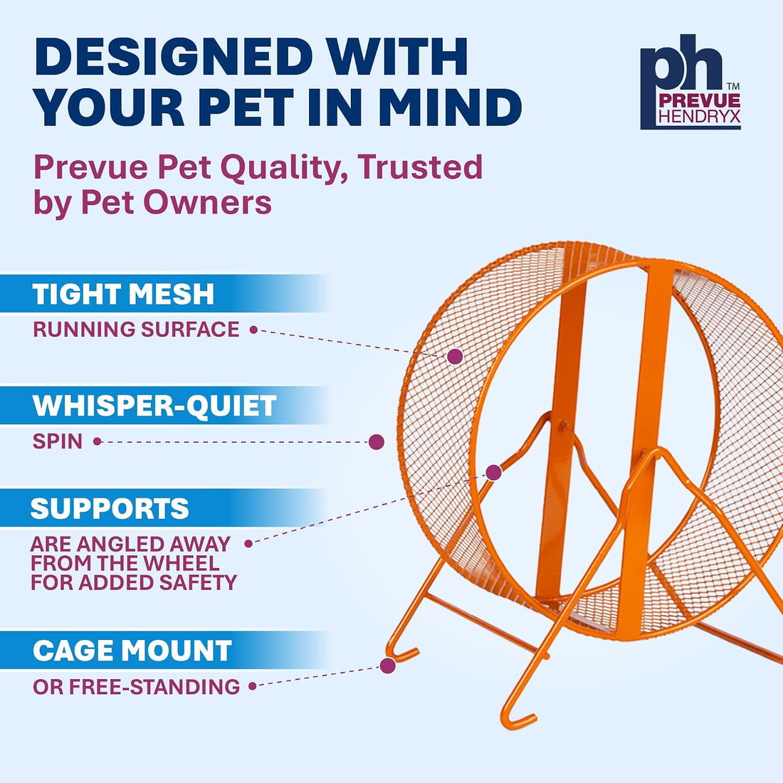 Prevue Pet Products Wire Mesh Hamster Wheel Silent Spinning - 8 Inch