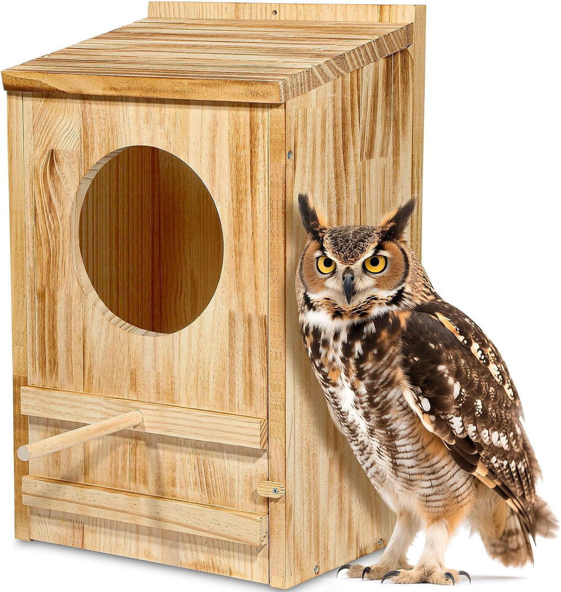Large Great Horned Owl House,23''x 14''x 10''Barn Owl Box for Outside