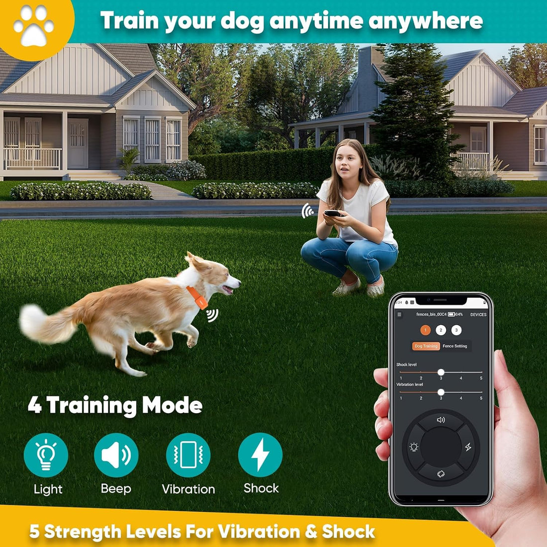 GPS Wireless Dog Fence, Electric Fence System with Training Collar