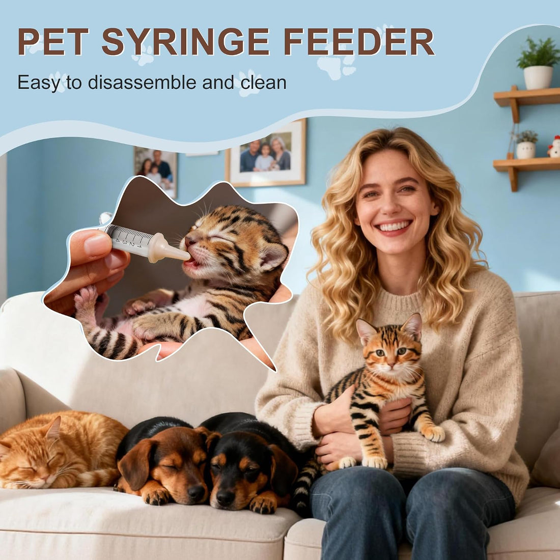GLIDESMOOTH Kitten Bottle Feeding Kit, Easy-to-Use Kitten Feeding Set